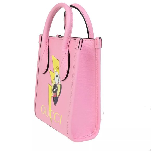 GUCCI x Bananya BNF Logo 2Way Mini Shoulder Bag Leather Pink GHW Italy 635RK208 - Picture 2 of 16